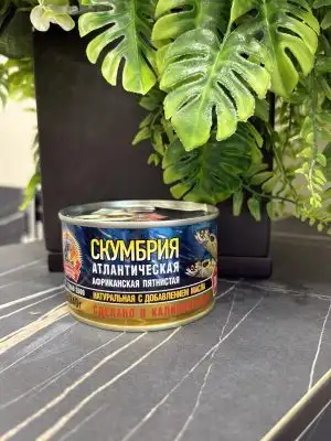 Скумбрия атлантическая (африканская пятнистая)  натуральная с добавлением масла, ГОСТ, 240 г, ключ